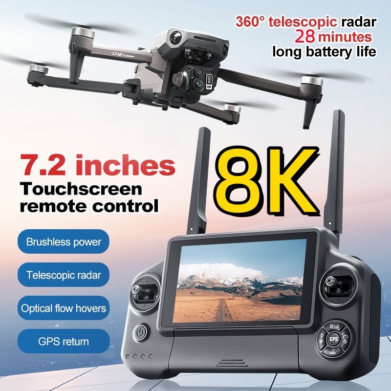 Fpv Brushless Rc Drone 4K - 8K 3 Axis Gimbal Brushless 7.2in