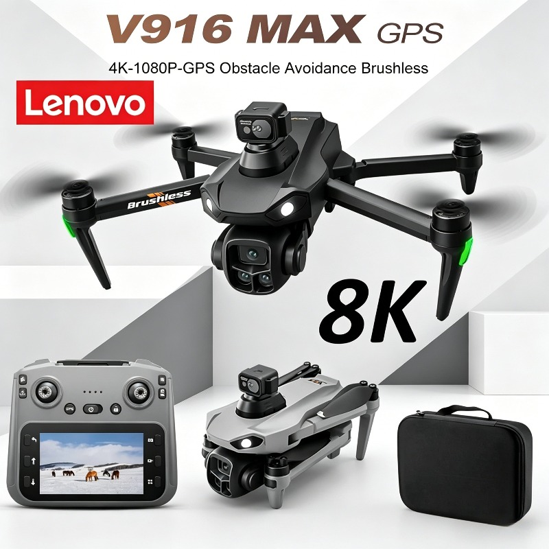 Fpv Brushless Rc Drone 4K - Lenovo V916MAX Professional 8K Drone HD