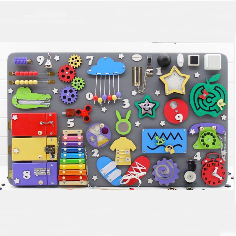 Montessori Wooden Busy Board Toddler - Busy Board DIY Montessori Toys Lock