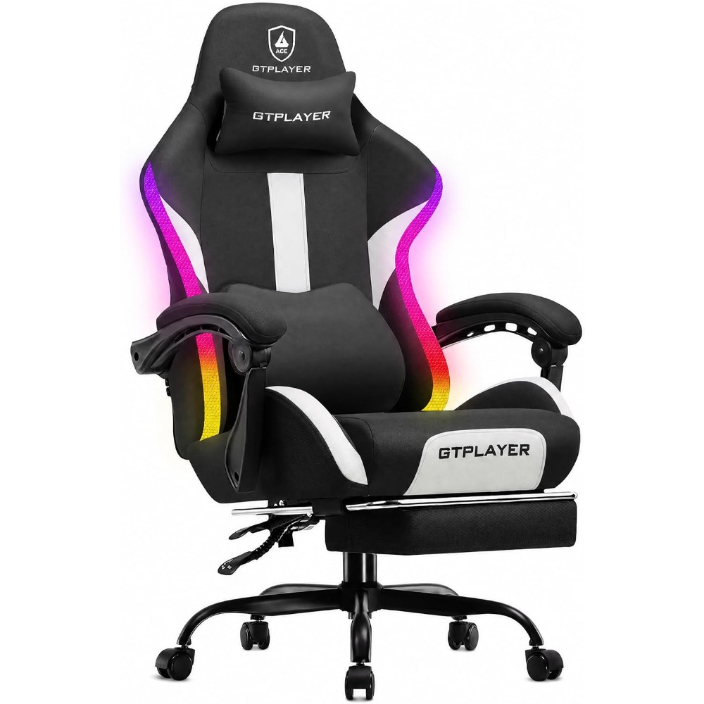Video Games - RGB Gaming Chair with Footrest, LED