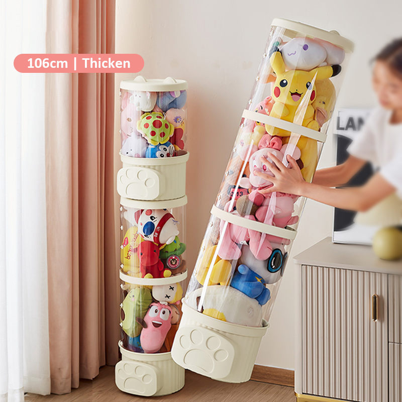 Dolls - Transparent Doll Plush Storage Box Bucket