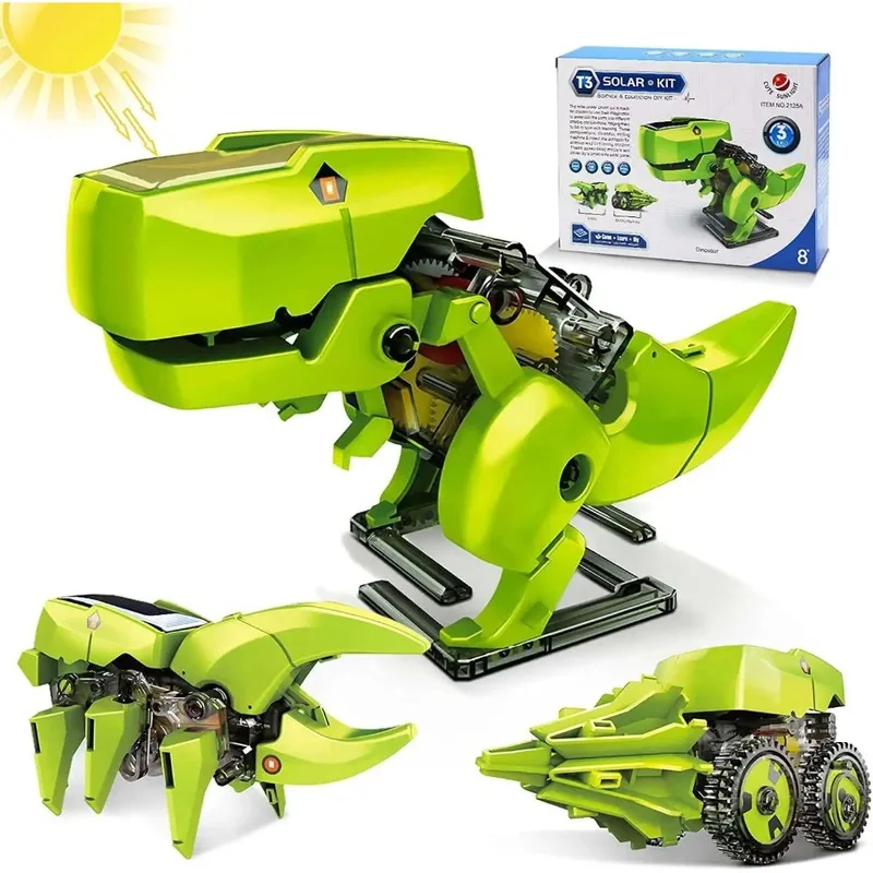 Stem Solar Robot Kit For Kids - 3-in-1 Solar Robot Kit, Dinosaur Toys,