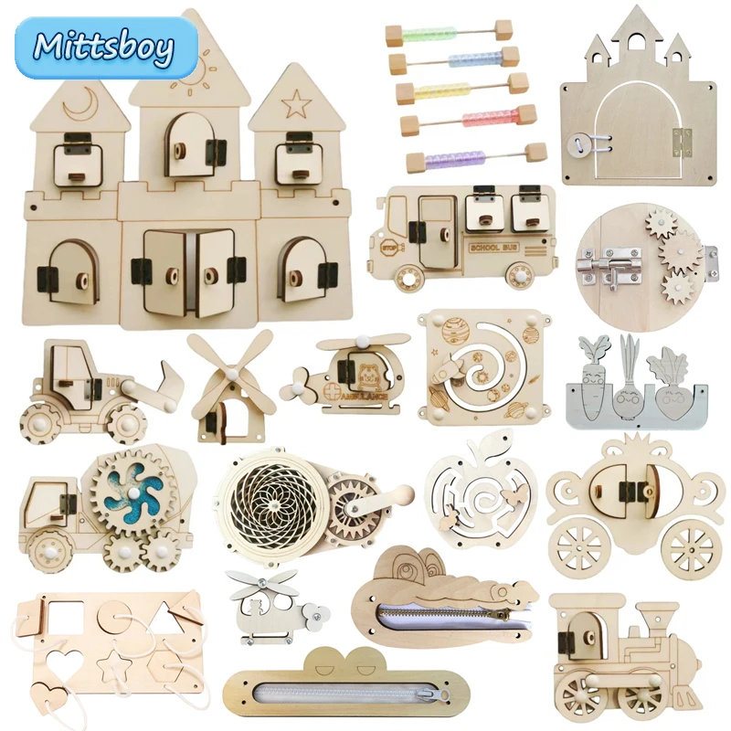 Montessori Wooden Busy Board Toddler - Montessori Busy Board DIY Wood Accessories