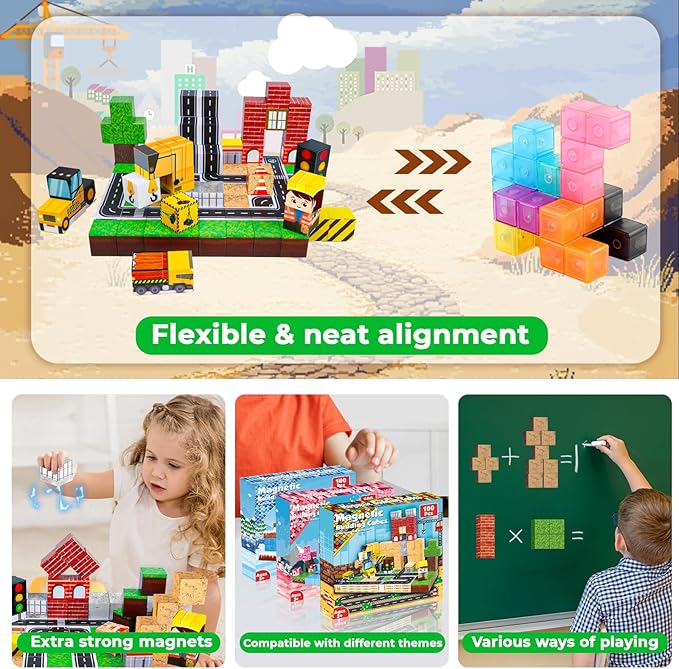 100PCS Magnetic Blocks, Magnet - đánh giá và giá Magnetic Building Tiles Set 100Pcs