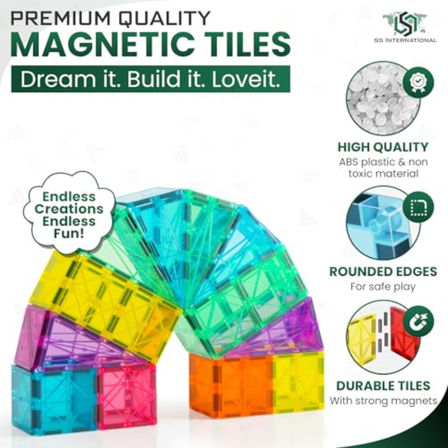 Magnetic Tiles Construction Se - đánh giá và giá Magnetic Building Tiles Set 100Pcs