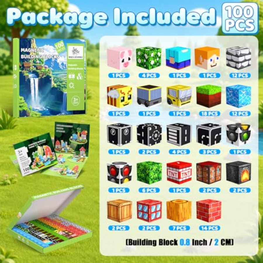 100PCS Magnetic Blocks, 0.8 in - đánh giá và giá Magnetic Building Tiles Set 100Pcs