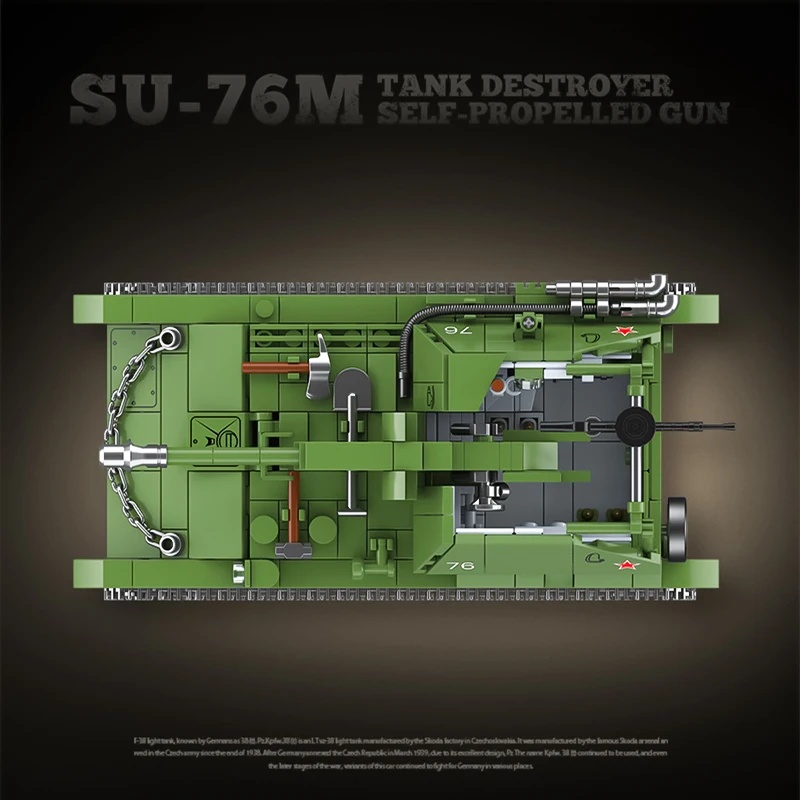 The Soviet SU-76M Tank Destroy - đánh giá và giá Lego Compatible Military Tank