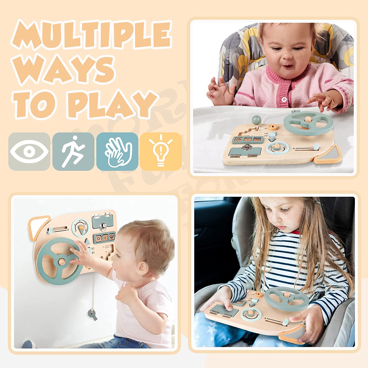 Montessori Toy Steering Wheel  - đánh giá và giá Montessori Wooden Busy Board Toddler